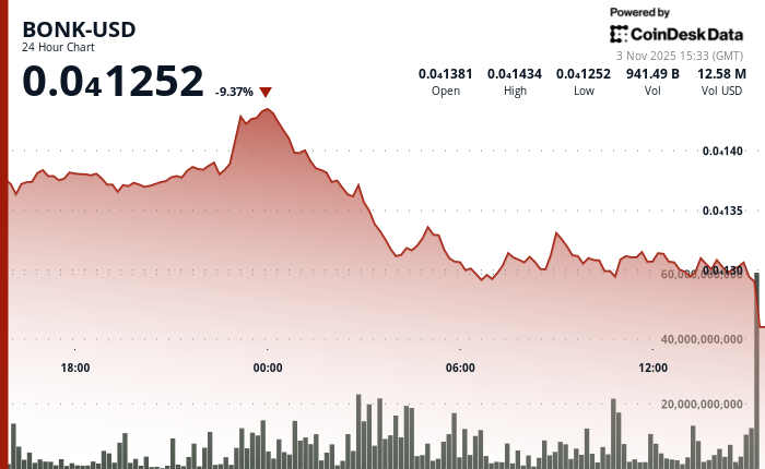 BONK 因 Meme Token 跌破支撑位而暴跌,并测试关键低点