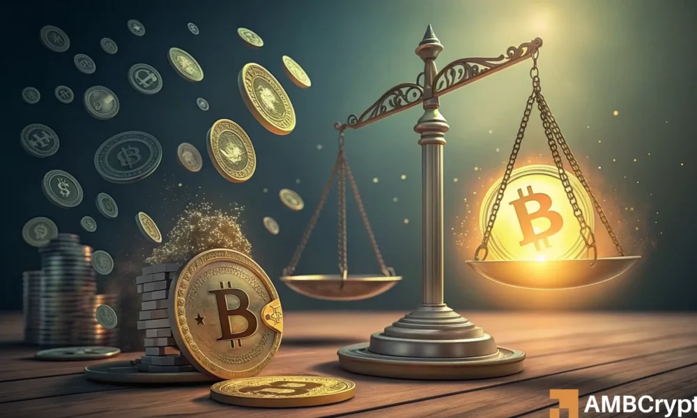 山寨币交易量占比达到 51%:但比特币主导地位的上升意味着山寨币面临着这种风险