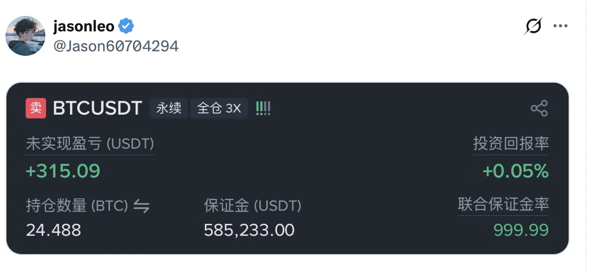クジラ「先に10の大きな目標を定める」が3倍のBTC空ポジションを開始、ポジション価値175.5万ドル