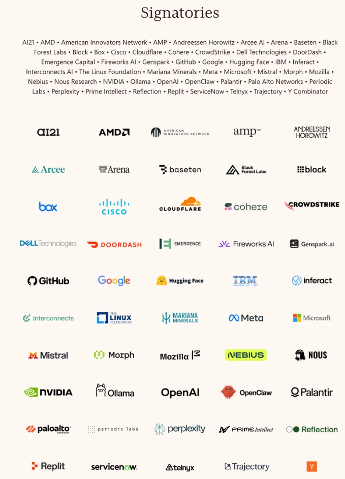 NVIDIAThe number of signatories to the open letter on the “Open Weighting Model” has doubled to 50, with Google, and others joining